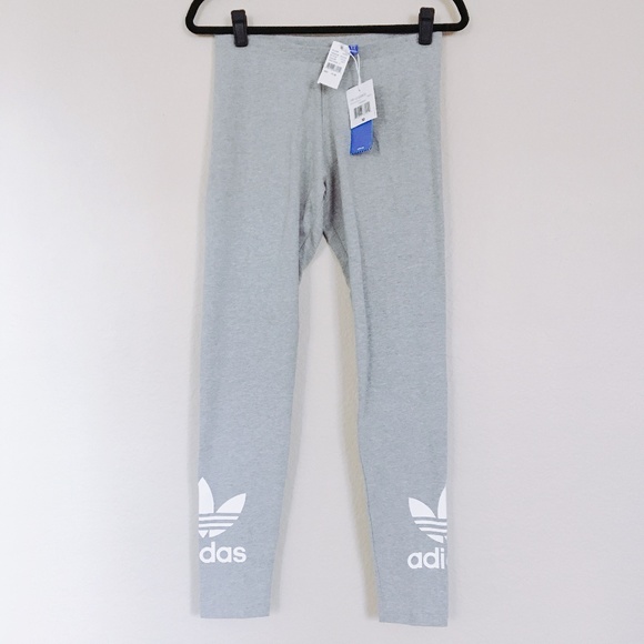 adidas Pants - Adidas | Gray & White Trefoil Logo Leggings